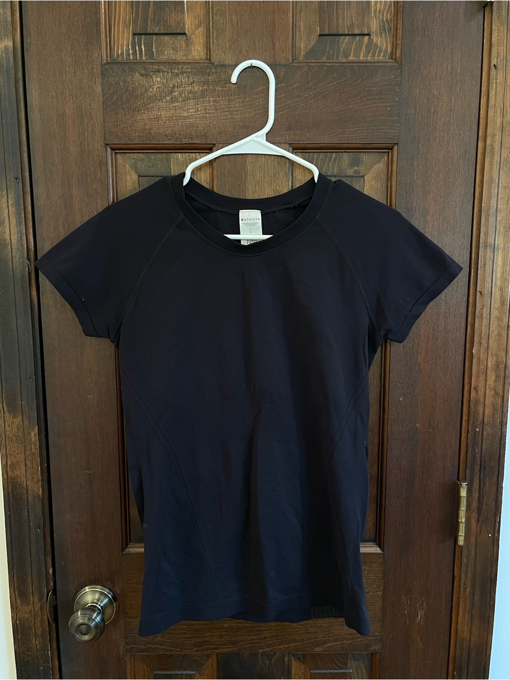 Athleta Momentum Seamless Athletic Tee Black Short Sleeve Size Small
